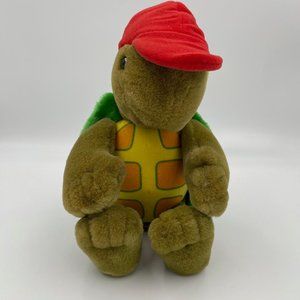 Star Shine Suzy's Zoo Corky Turtle Plush 15" Stuffed Animal 1988 Green Red Hat